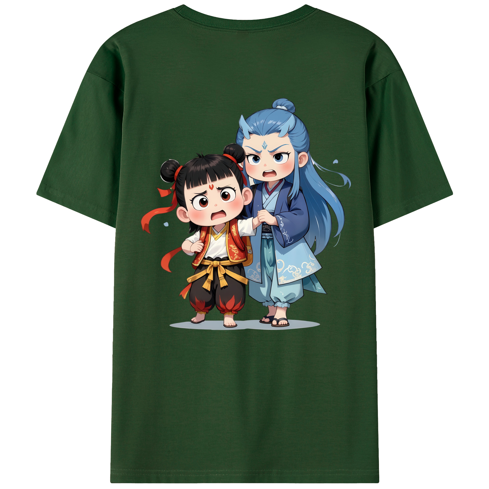 （画像用） Ne Zha 2 ナタ 魔童の大暴れ 綿100％半袖Tシャツ（背面プリント）
